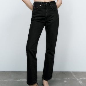 Zara Straight Leg Ankle High Rise Jeans